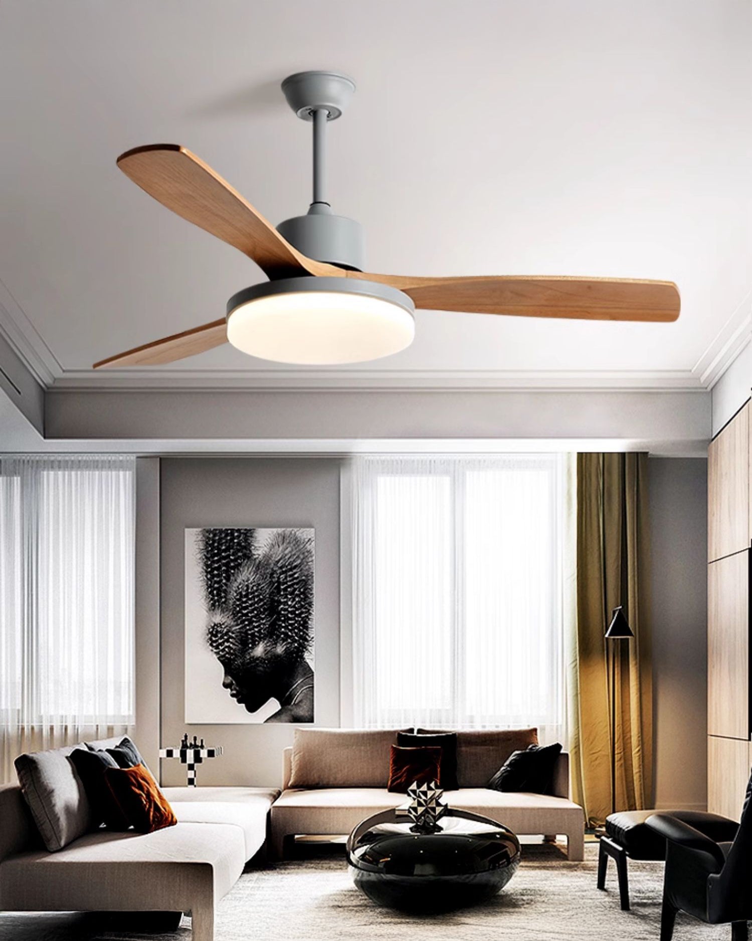 WOMO Lampe à ventilateur de plafond moderne à 3 pales - WM5210
