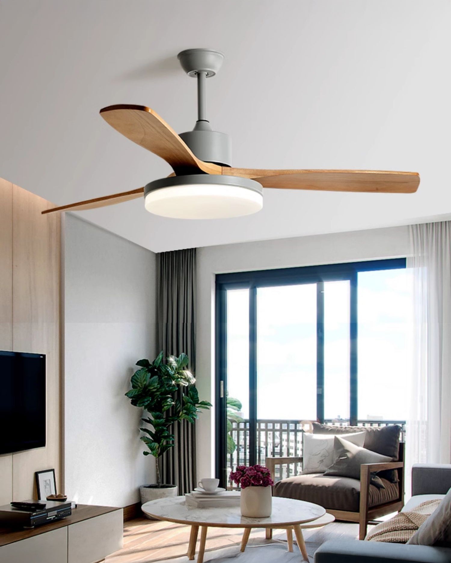 WOMO Lampe à ventilateur de plafond moderne à 3 pales - WM5210