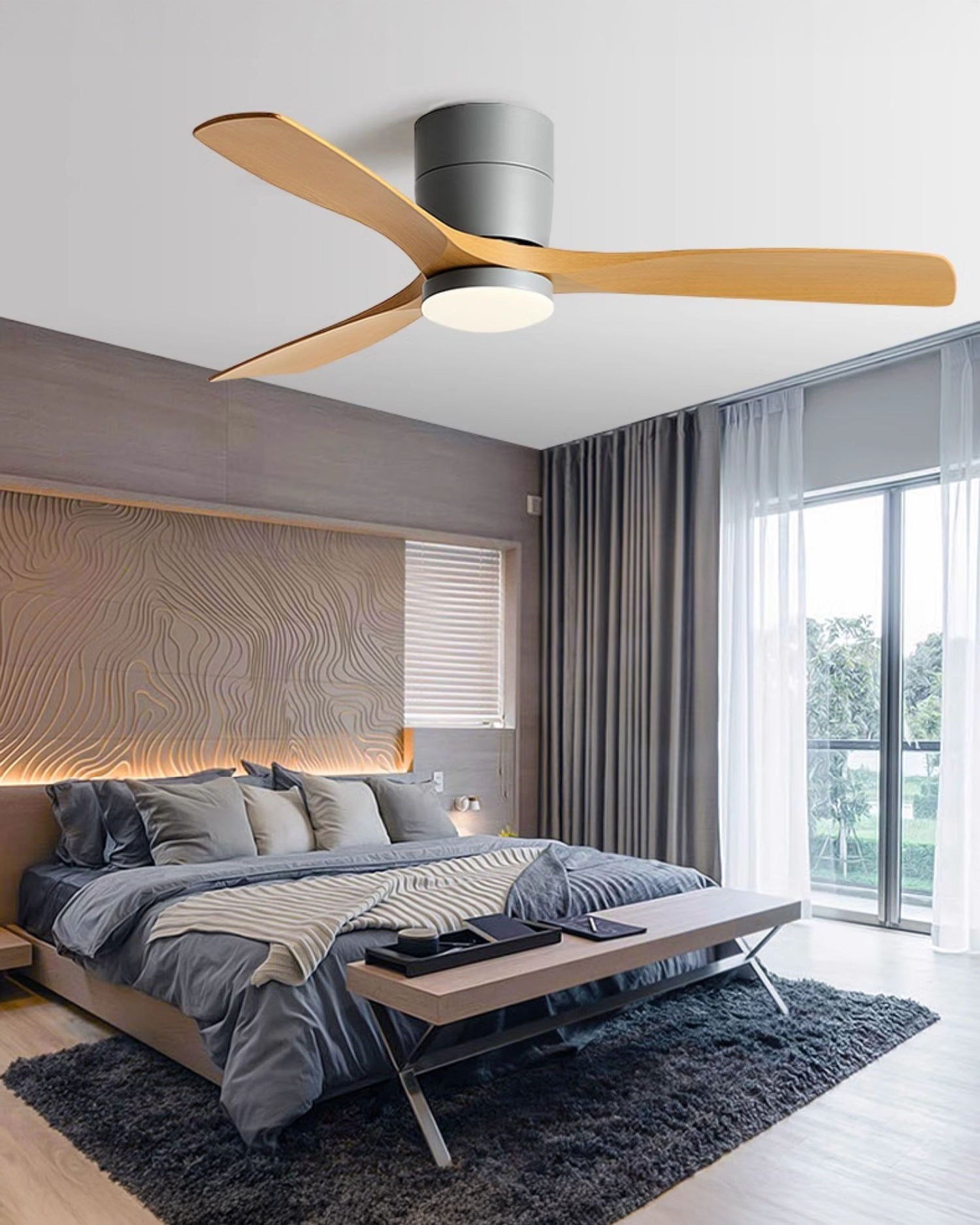 WOMO Lampe à ventilateur de plafond moderne à profil bas-WM5215