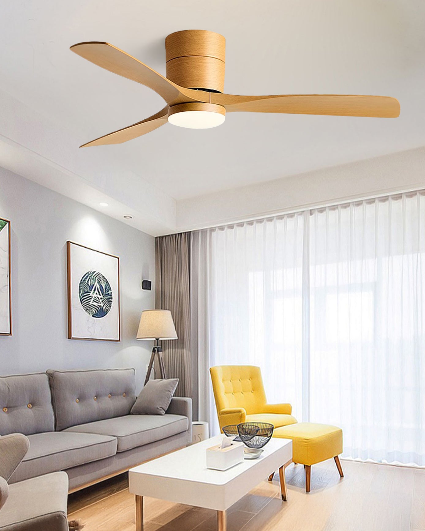 WOMO Lampe à ventilateur de plafond moderne à profil bas-WM5215