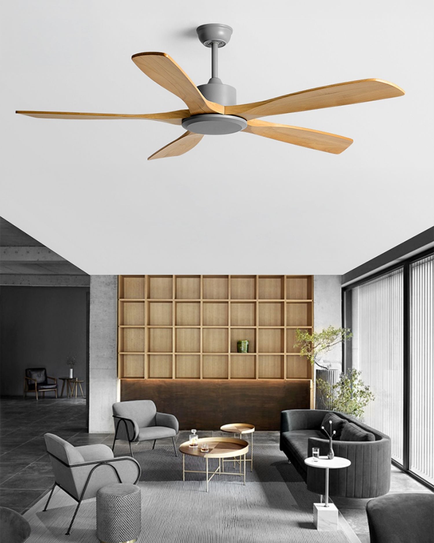 Ventilateur de plafond moderne à 5 lames en bois WOMO- WM5244