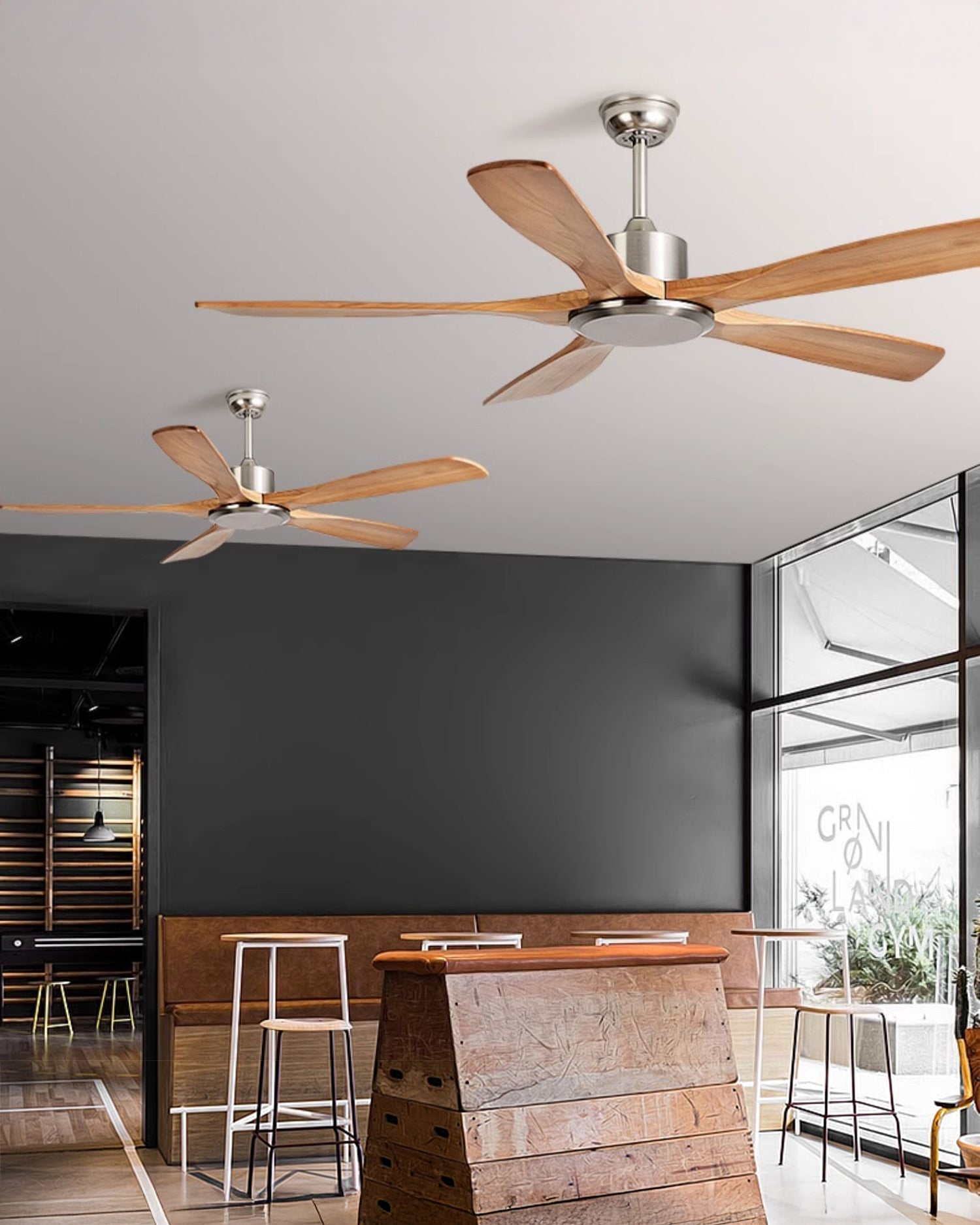 Ventilateur de plafond moderne à 5 lames en bois WOMO- WM5244
