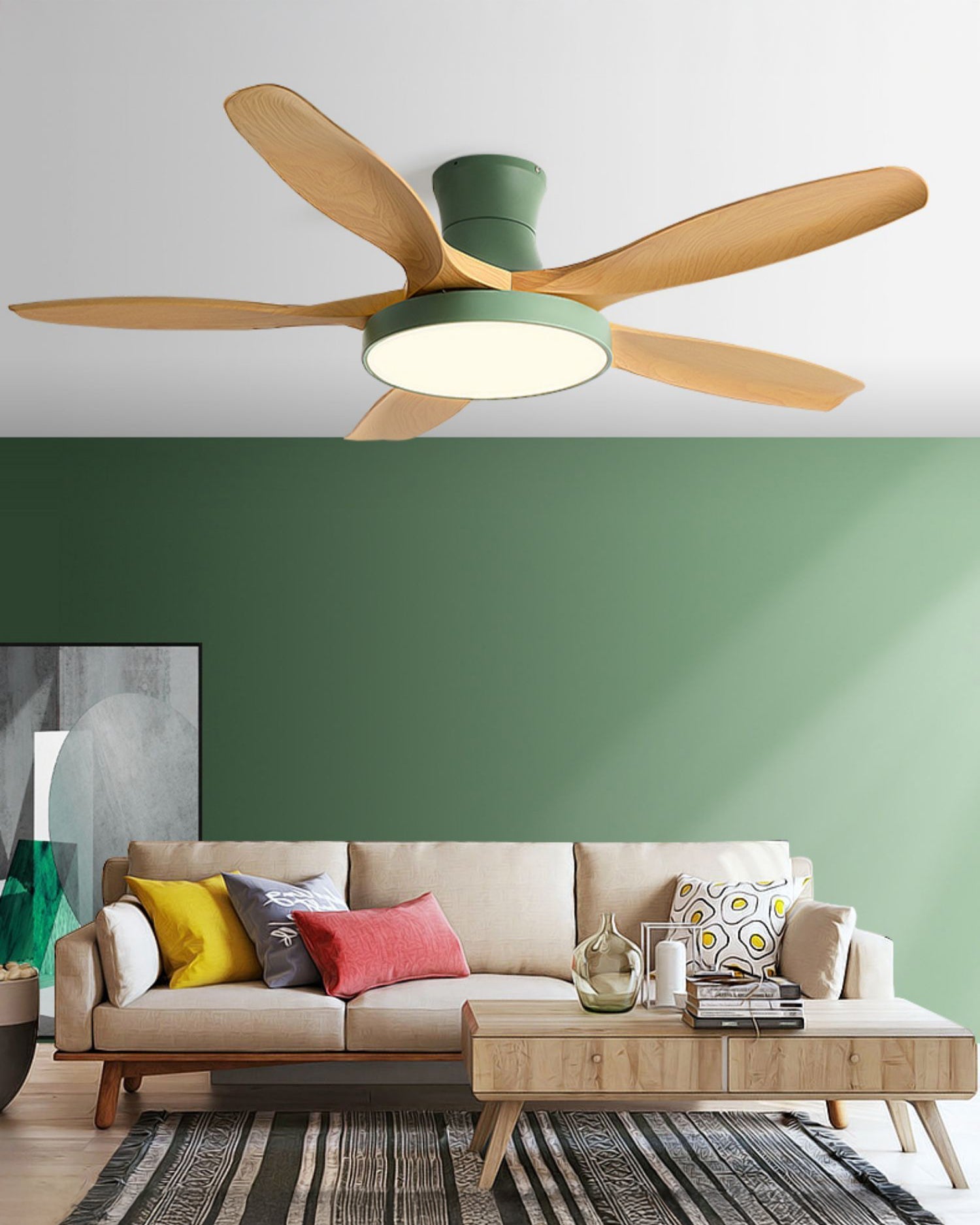 Lampe de ventilateur de plafond à profil bas WOMO à 5 lames - WM5245a