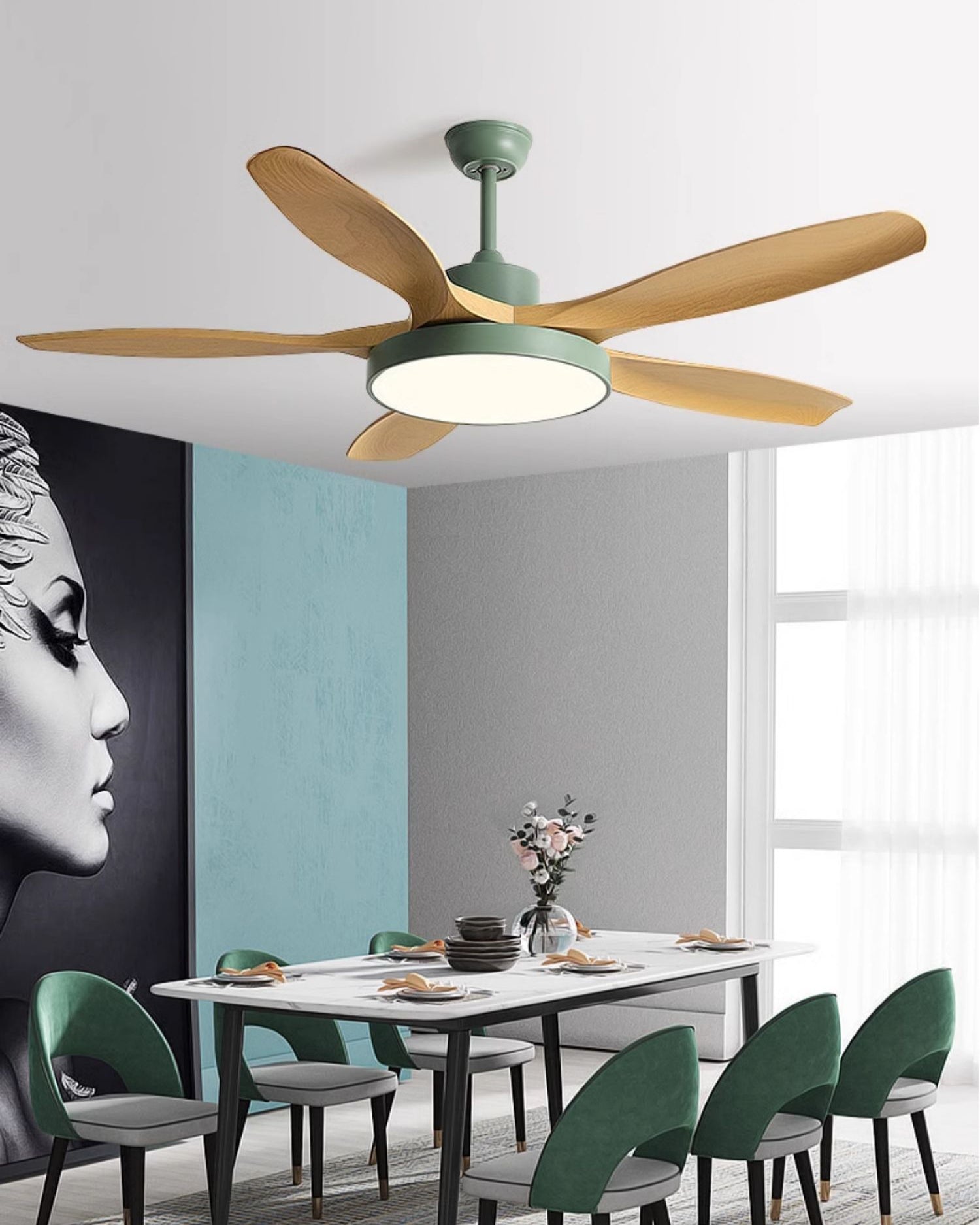 Lampe de ventilateur de plafond WOMO à 5 pales - WM5245b