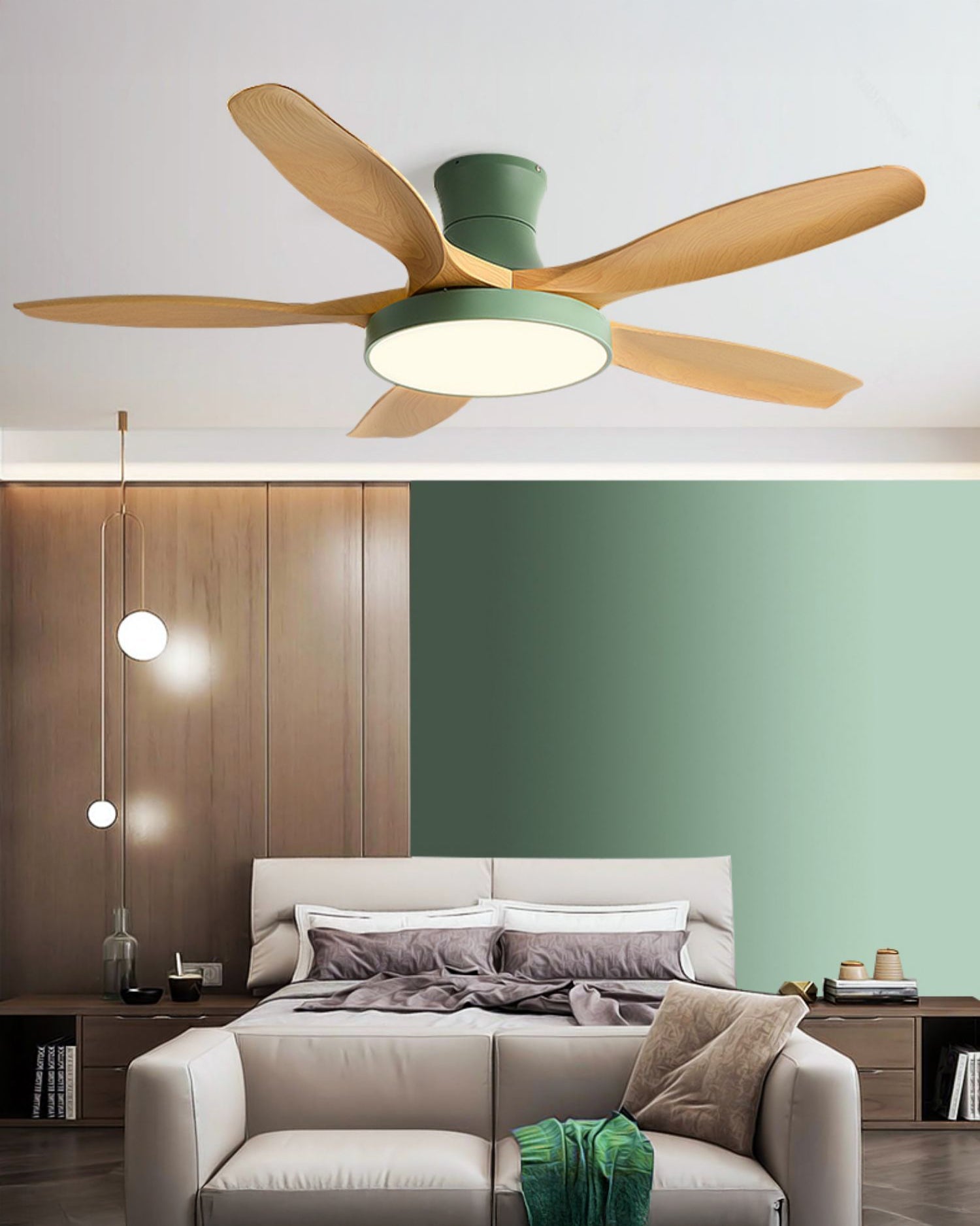 Lampe de ventilateur de plafond à profil bas WOMO à 5 lames - WM5245a