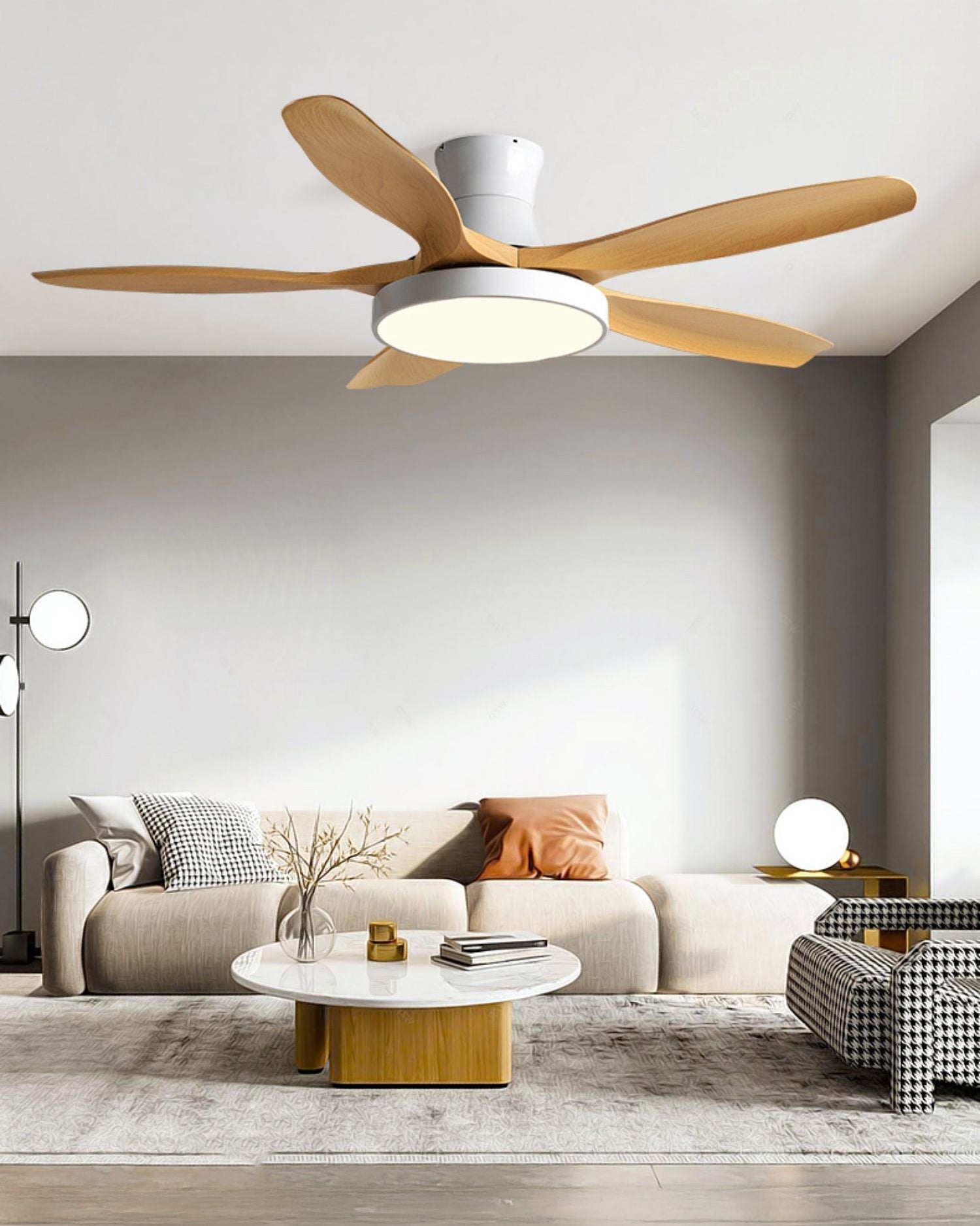 Lampe de ventilateur de plafond à profil bas WOMO à 5 lames - WM5245a