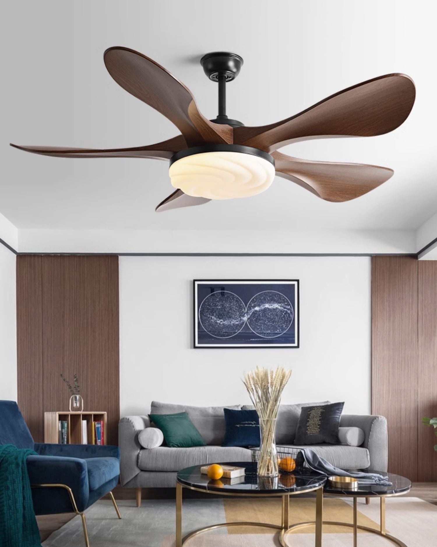 Ventilateur de plafond moderne WOMO avec lumière vive - WM5256