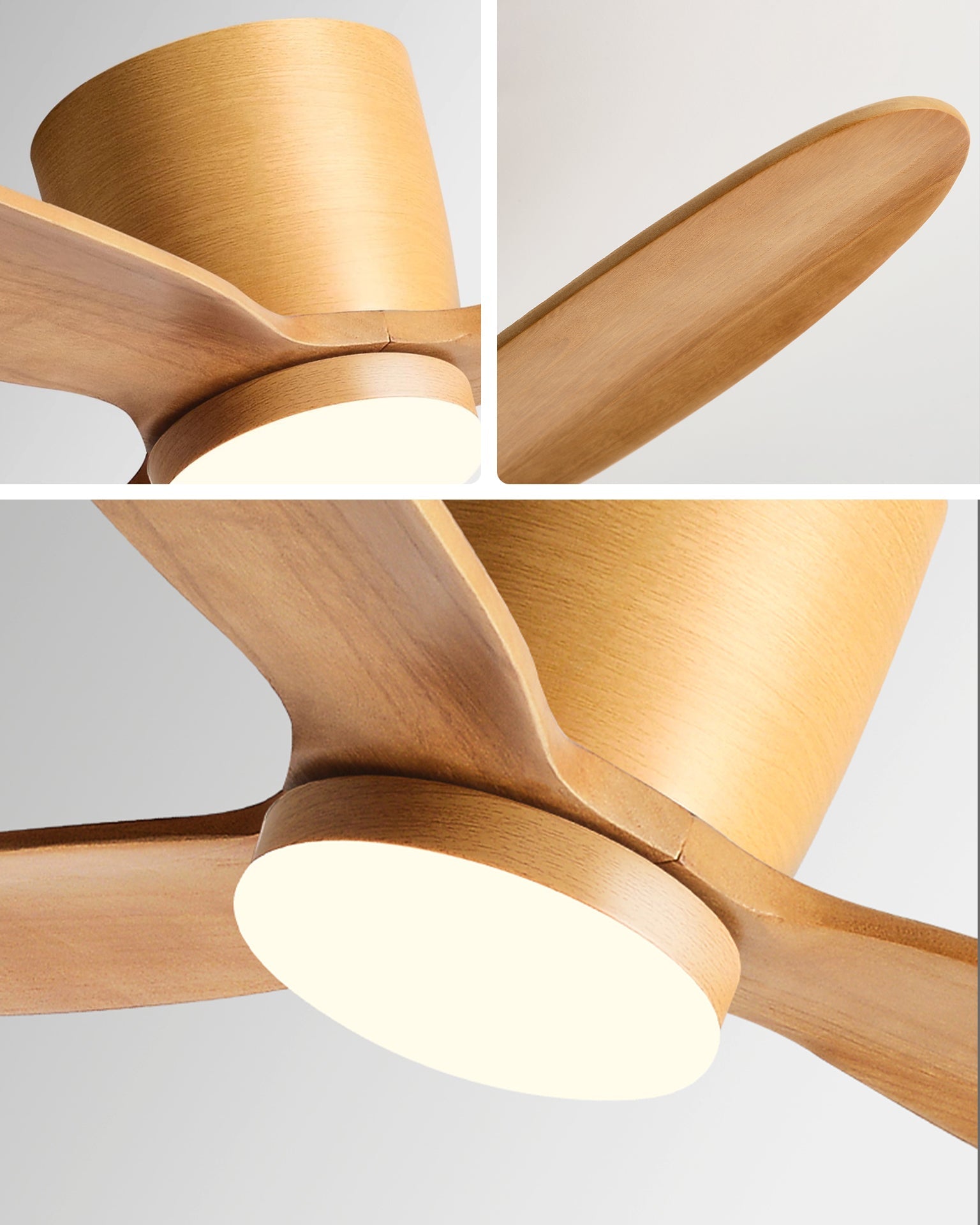 Lampe de ventilateur de plafond à profil bas en bois WOMO - WM5259