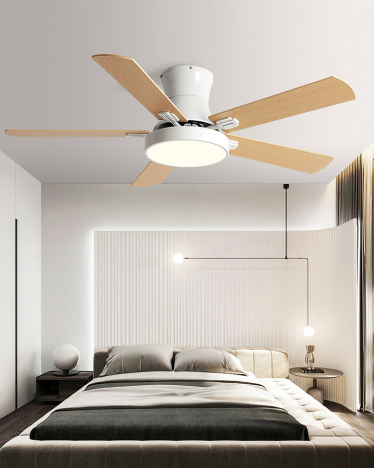 Lampe de ventilateur de plafond en bois à profil bas WOMO-WM5014