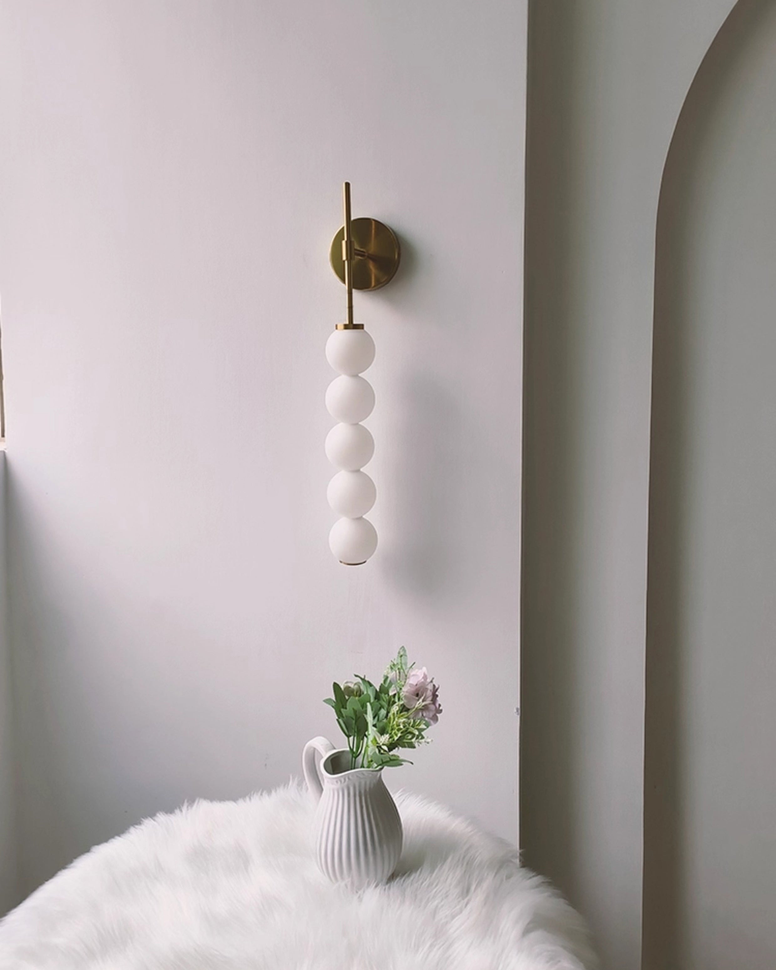 Womo Applique Murale Haute Globe En Verre Blanc-WM6141