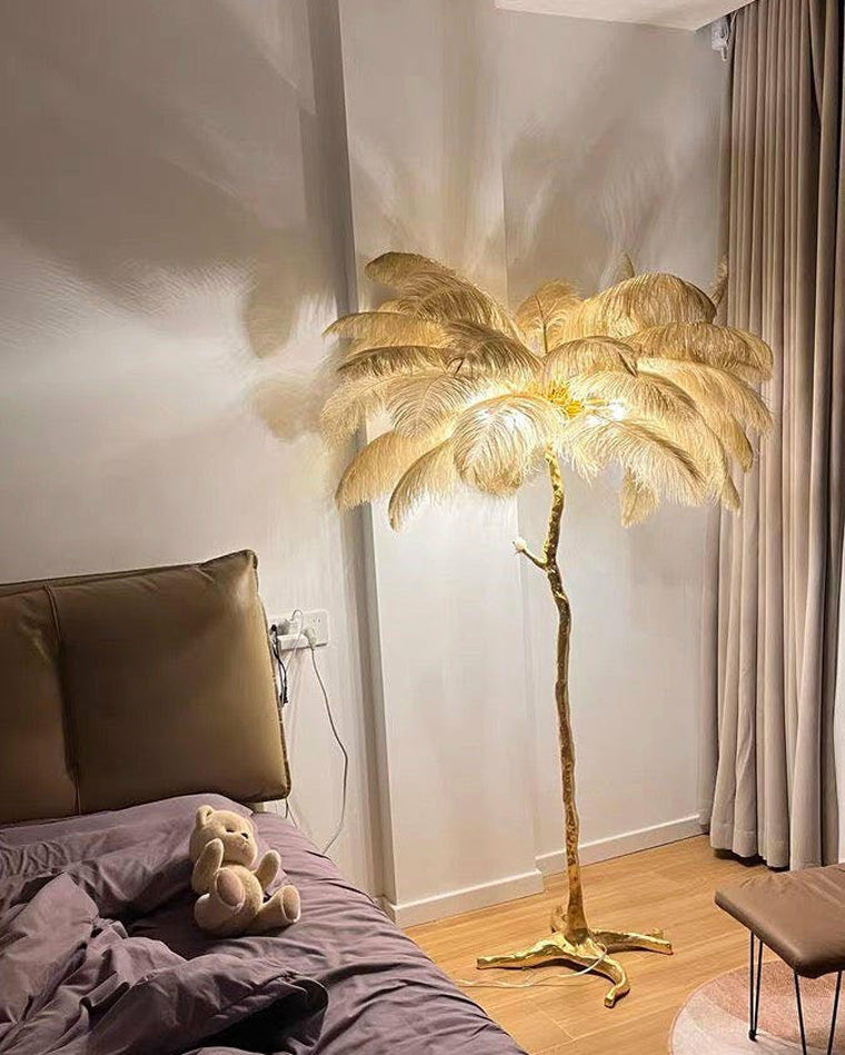 WOMO Lampe sur Pied Arbre Palmier Plumes - WM7000