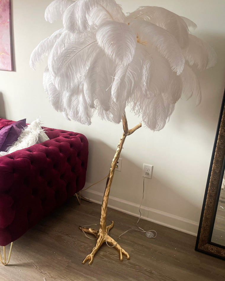 WOMO Lampe sur Pied Arbre Palmier Plumes - WM7000