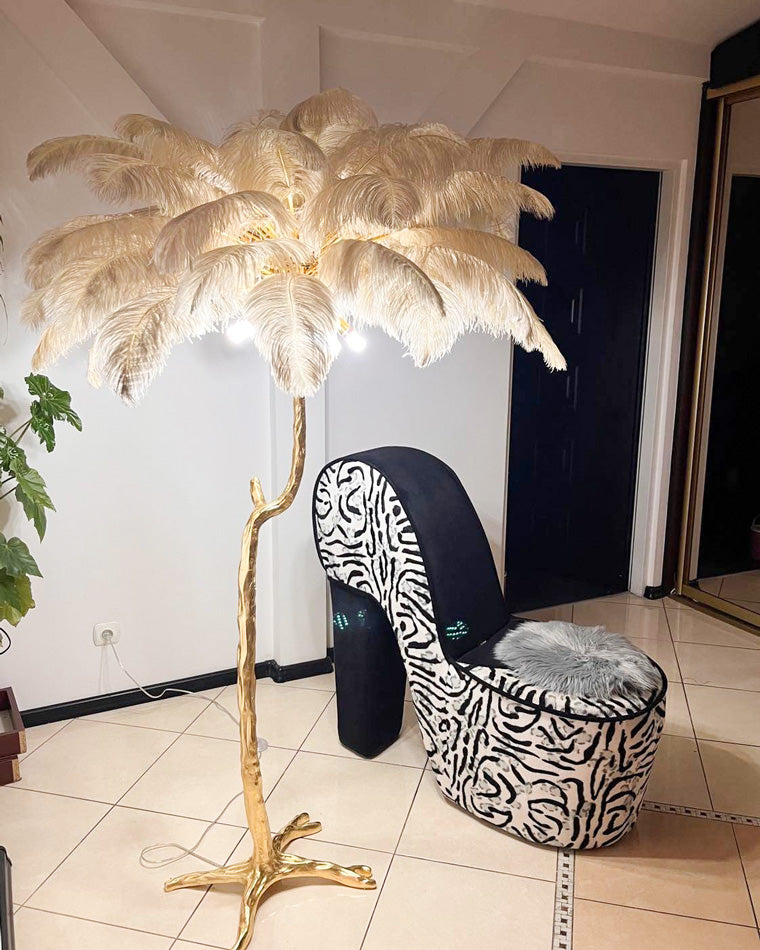 WOMO Lampe sur Pied Arbre Palmier Plumes - WM7000