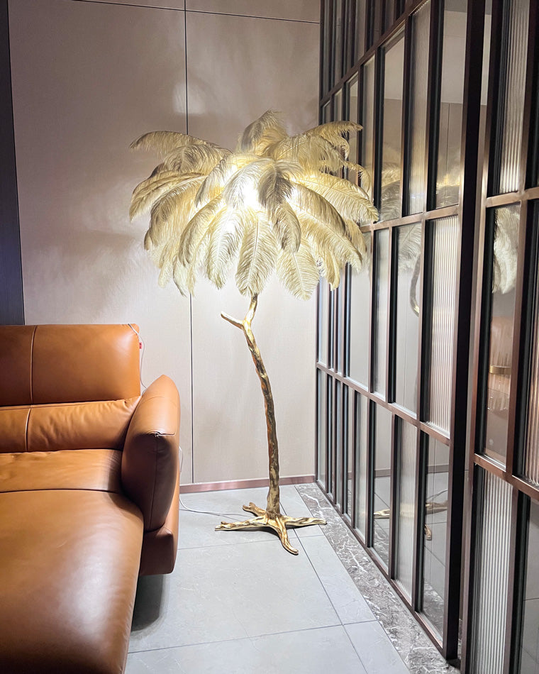 WOMO Lampe sur Pied Arbre Palmier Plumes - WM7000