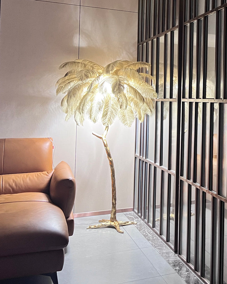 WOMO Lampe sur Pied Arbre Palmier Plumes - WM7000