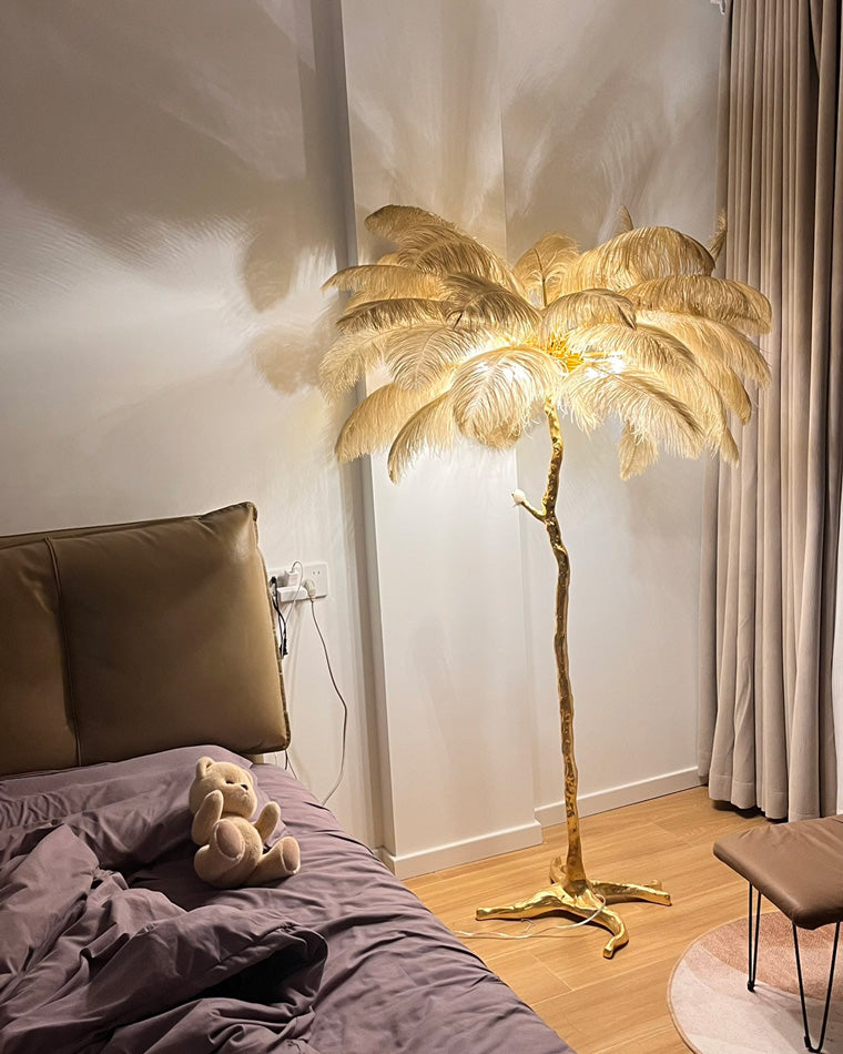 WOMO Lampe sur Pied Arbre Palmier Plumes - WM7000