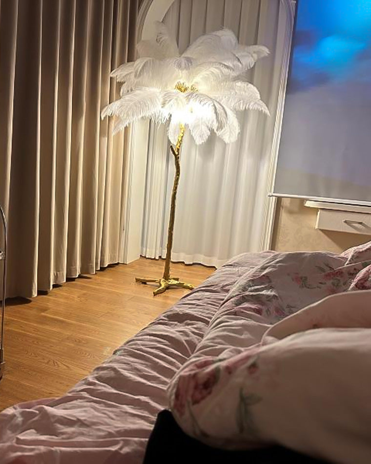 WOMO Lampe sur Pied Arbre Palmier Plumes - WM7000