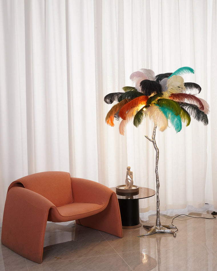 WOMO Lampe sur Pied Arbre Palmier Plumes - WM7000