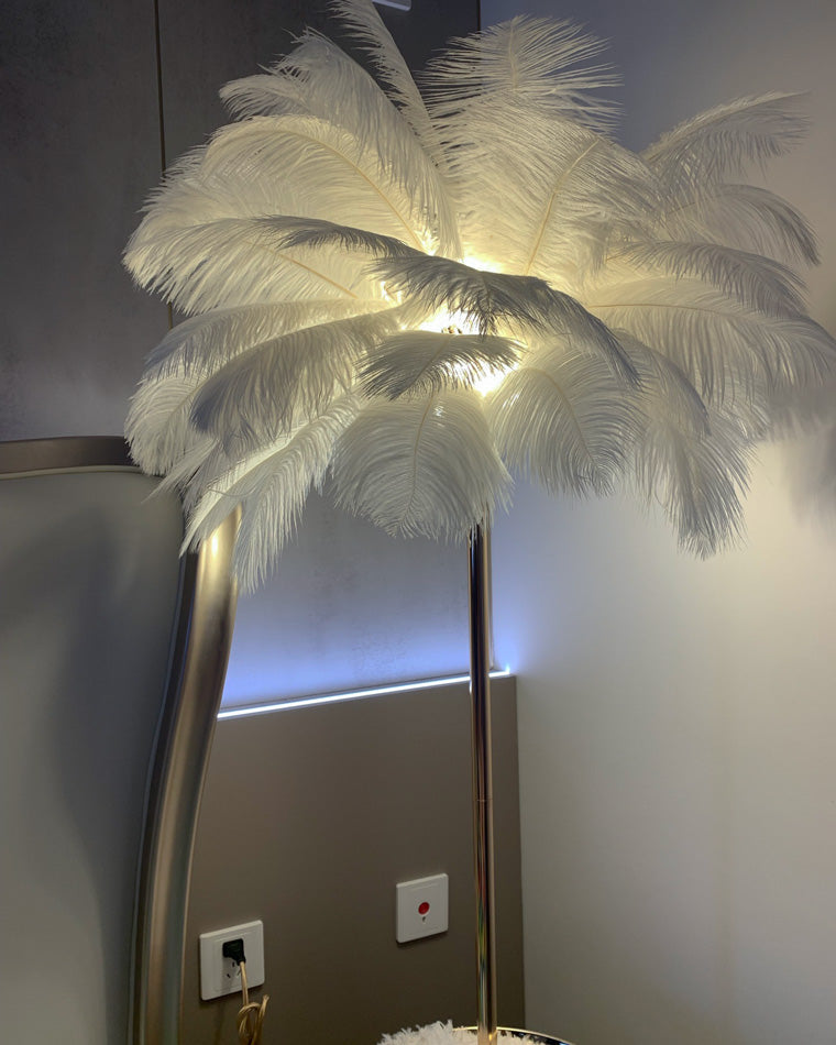 WOMO Lampe sur Pied Arbre Palmier Plumes avec Plateau - WM7052