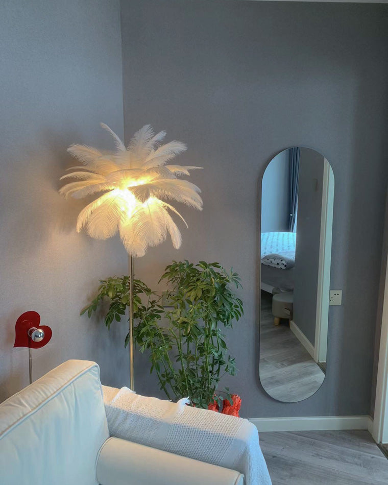 WOMO Lampe sur Pied Arbre Palmier Plumes avec Plateau - WM7052