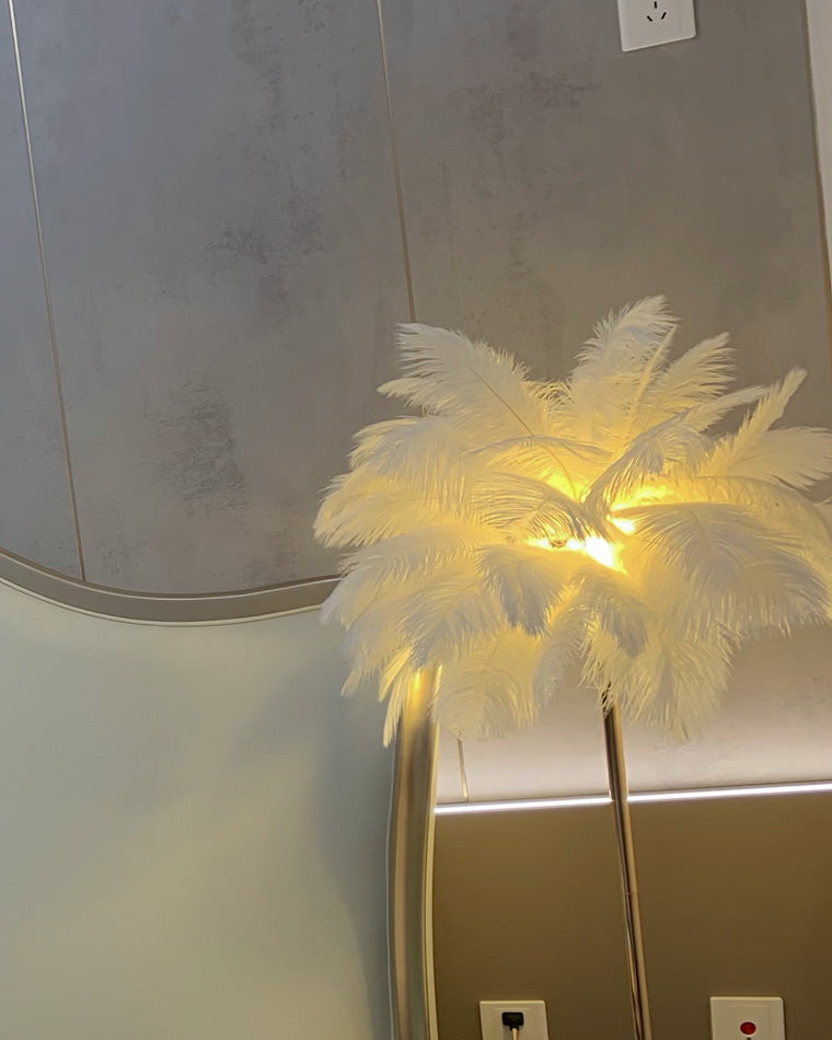 WOMO Lampe sur Pied Arbre Palmier Plumes avec Plateau - WM7052
