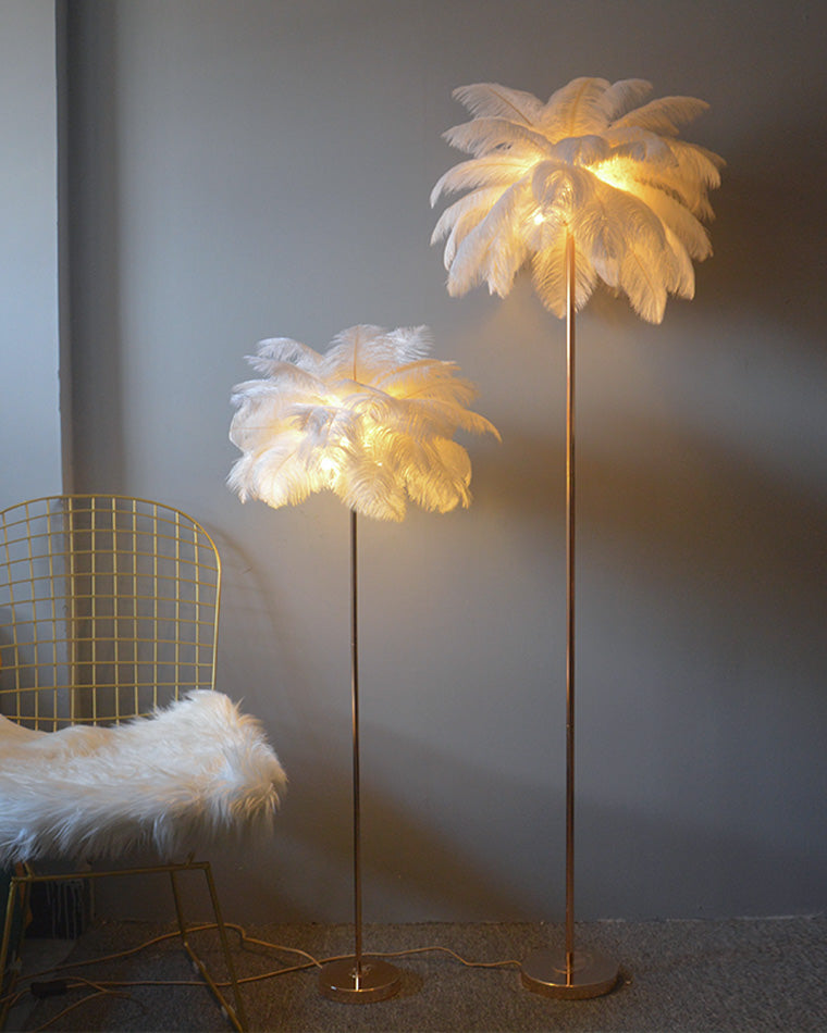 WOMO Lampe sur Pied Arbre Palmier Plumes avec Plateau - WM7052