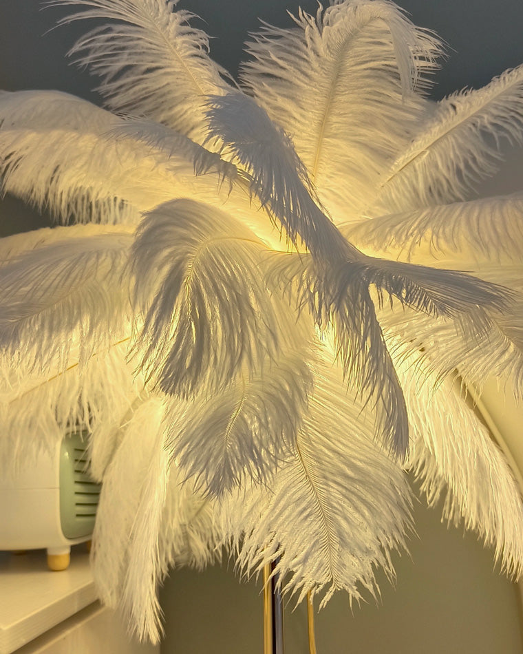 WOMO Lampe sur Pied Arbre Palmier Plumes avec Plateau - WM7052