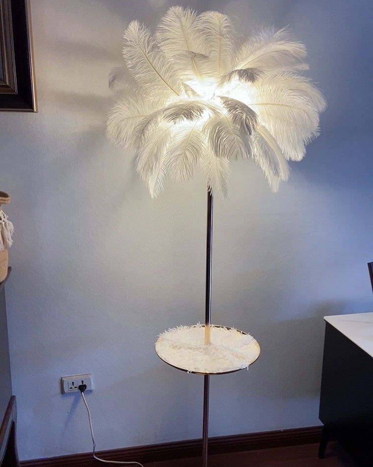WOMO Lampe sur Pied Arbre Palmier Plumes avec Plateau - WM7052