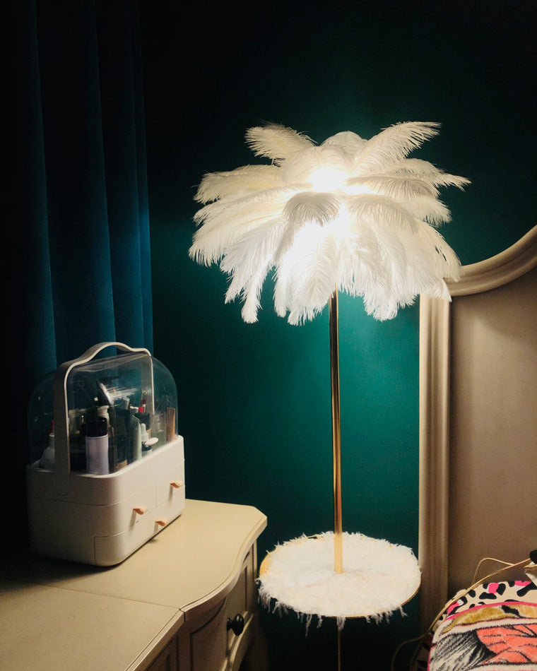 WOMO Lampe sur Pied Arbre Palmier Plumes avec Plateau - WM7052