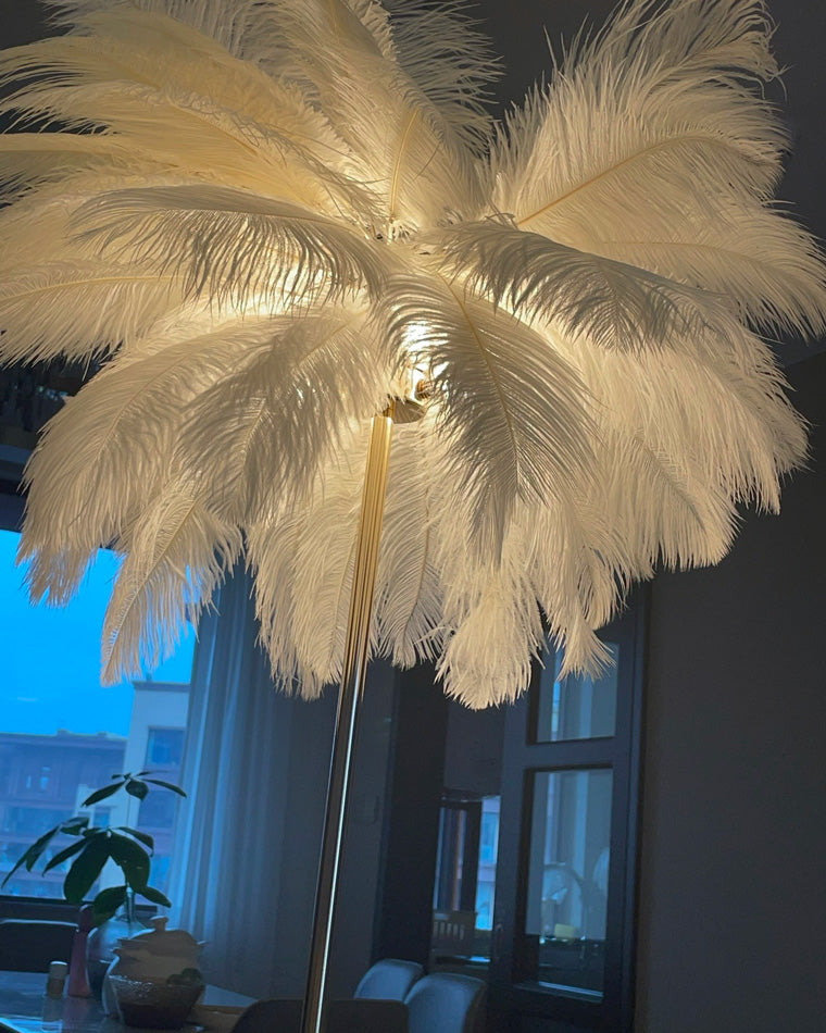 WOMO Lampe sur Pied Arbre Palmier Plumes avec Plateau - WM7052