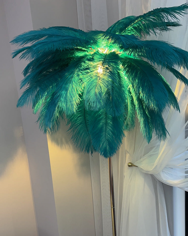 WOMO Lampe sur Pied Arbre Palmier Plumes avec Plateau - WM7052