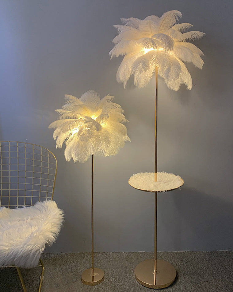WOMO Lampe sur Pied Arbre Palmier Plumes avec Plateau - WM7052