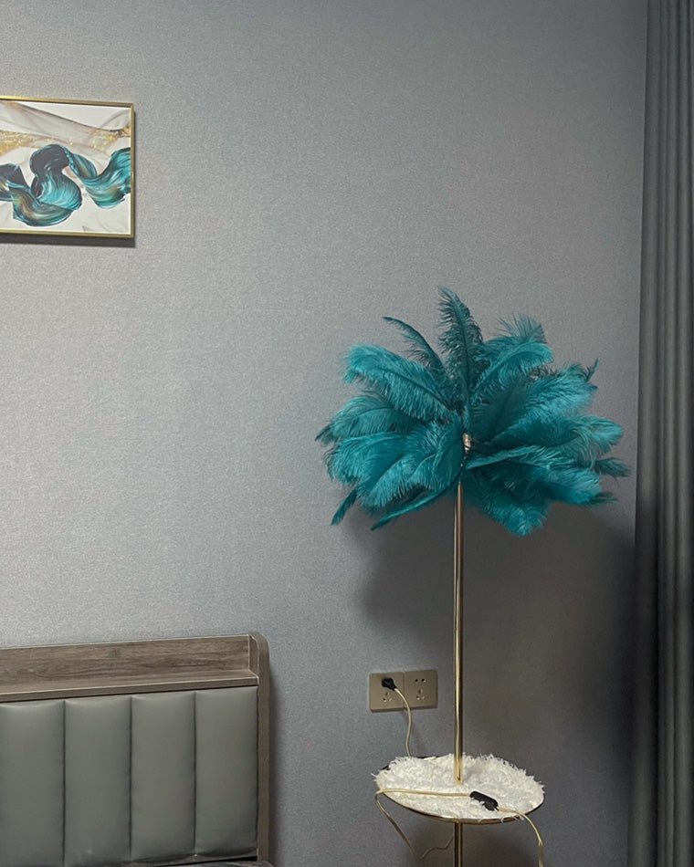 WOMO Lampe sur Pied Arbre Palmier Plumes avec Plateau - WM7052