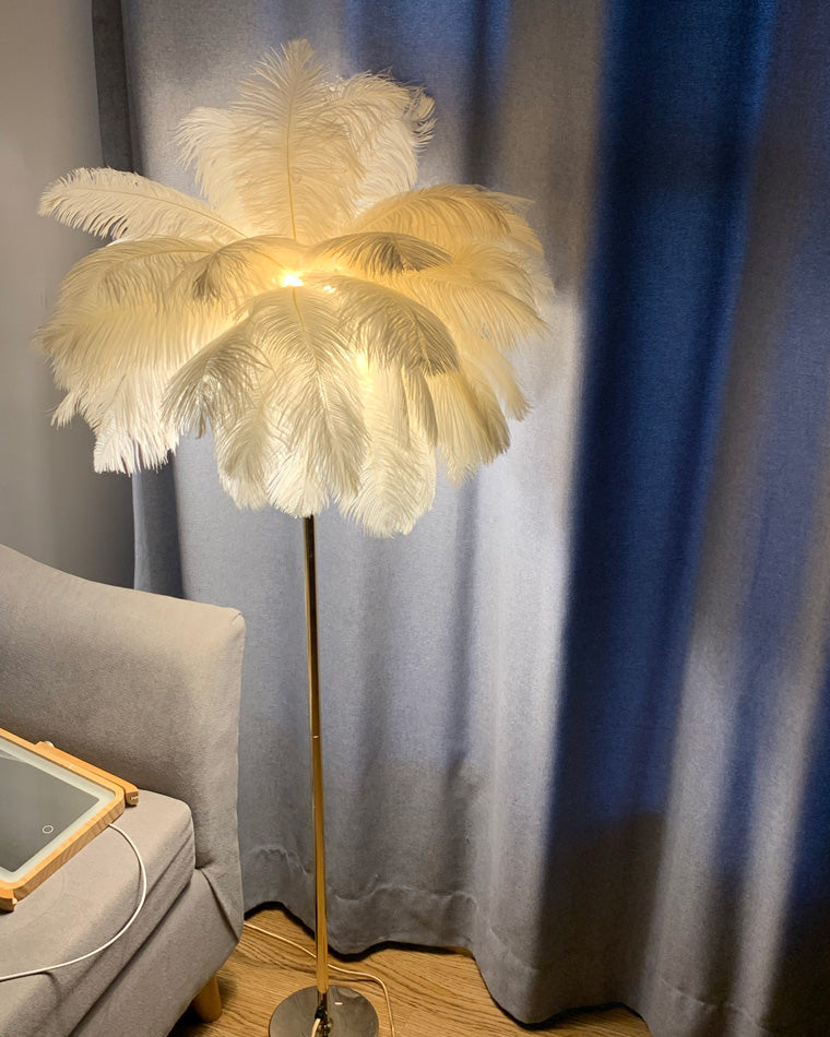 WOMO Lampe sur Pied Arbre Palmier Plumes avec Plateau - WM7052