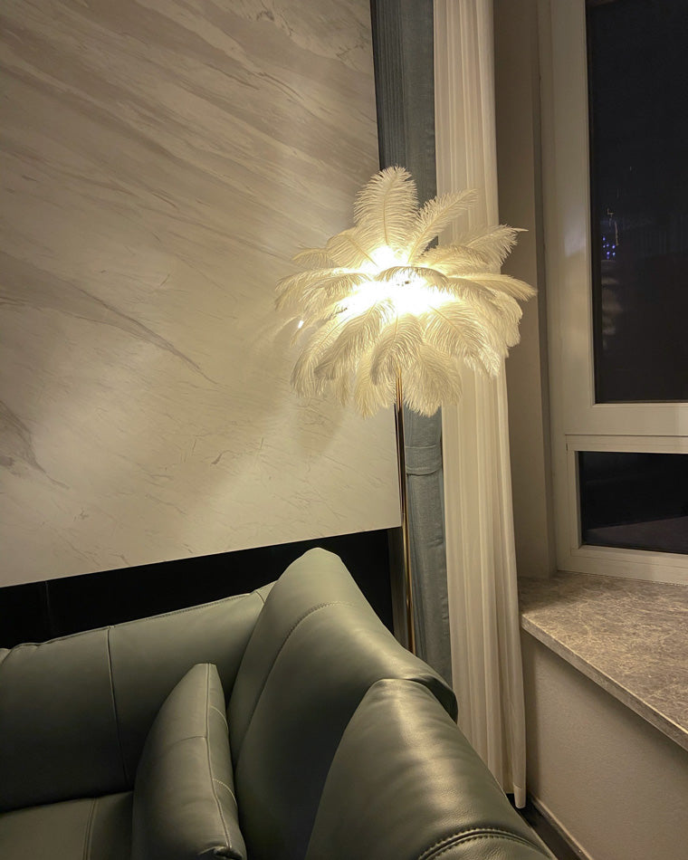 WOMO Lampe sur Pied Arbre Palmier Plumes avec Plateau - WM7052