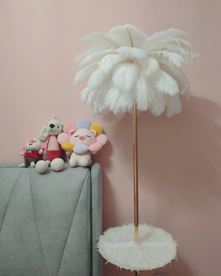 WOMO Lampe sur Pied Arbre Palmier Plumes avec Plateau - WM7052