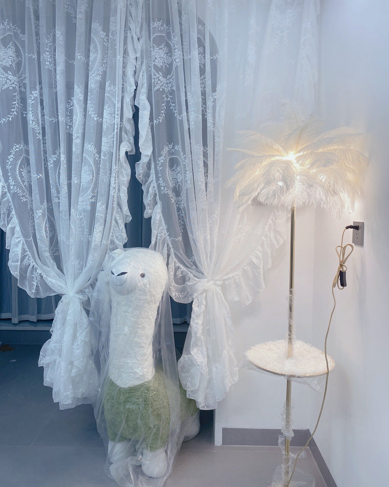 WOMO Lampe sur Pied Arbre Palmier Plumes avec Plateau - WM7052