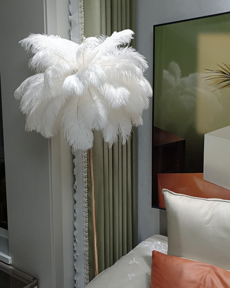 WOMO Lampe sur Pied Arbre Palmier Plumes avec Plateau - WM7052