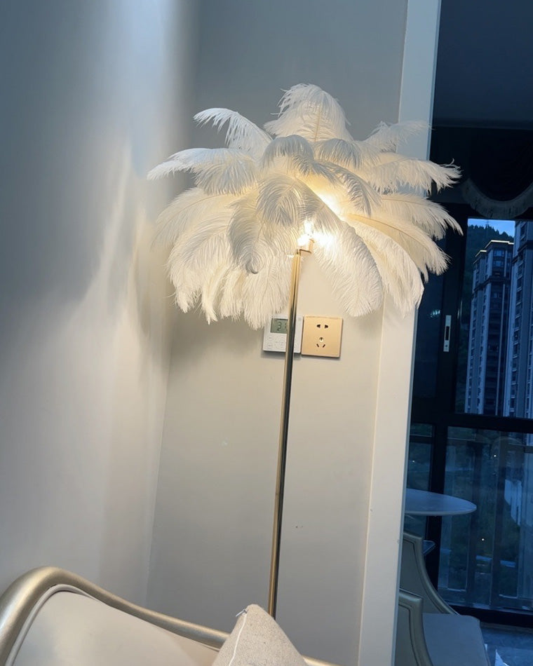 WOMO Lampe sur Pied Arbre Palmier Plumes avec Plateau - WM7052