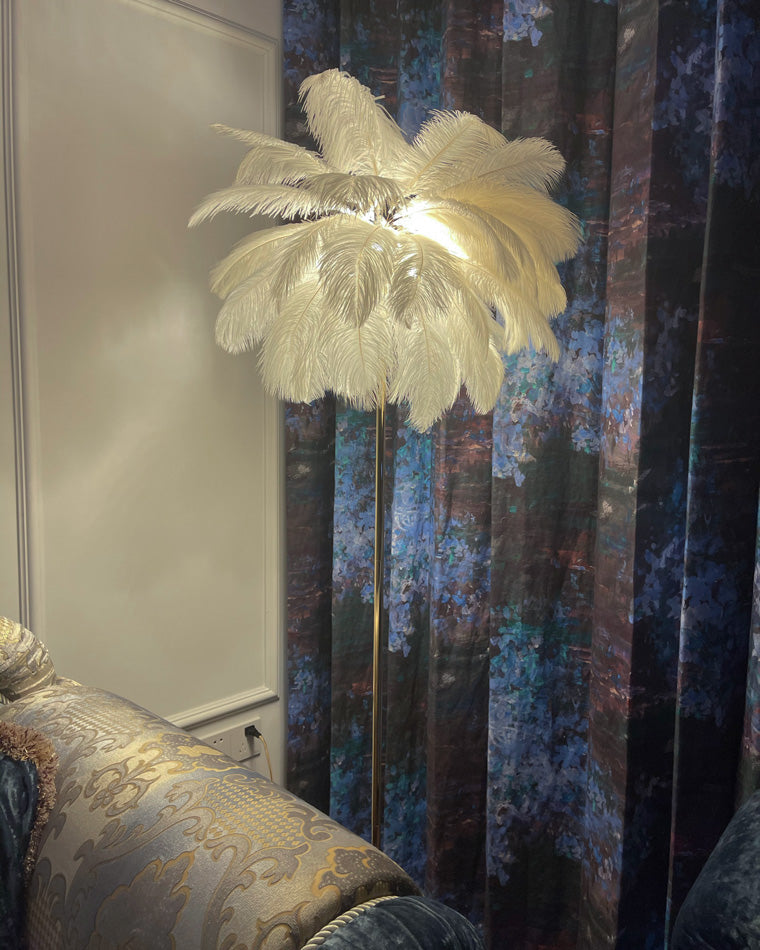 WOMO Lampe sur Pied Arbre Palmier Plumes avec Plateau - WM7052