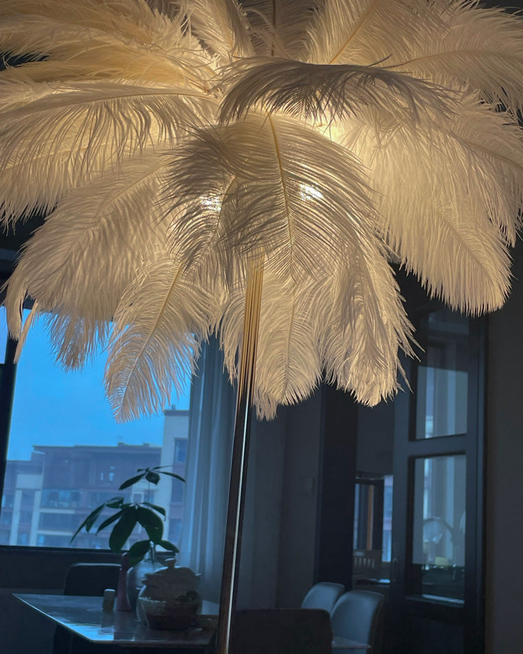 WOMO Lampe sur Pied Arbre Palmier Plumes avec Plateau - WM7052