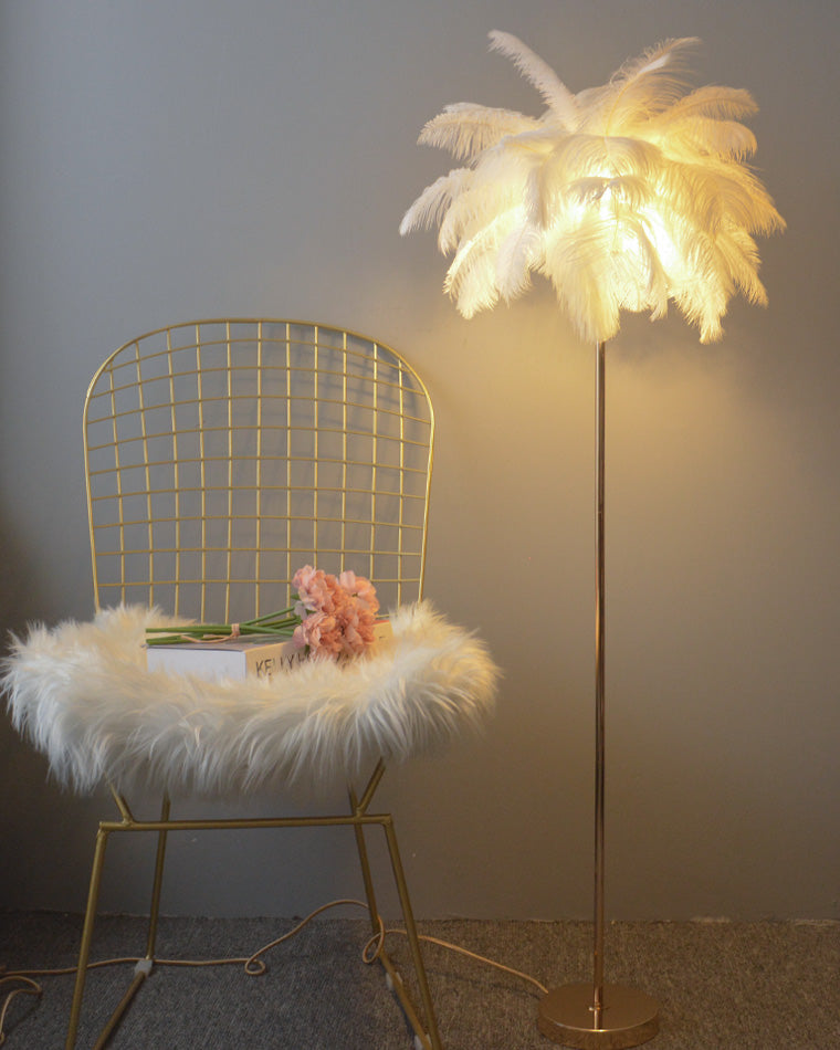 WOMO Lampe sur Pied Arbre Palmier Plumes avec Plateau - WM7052