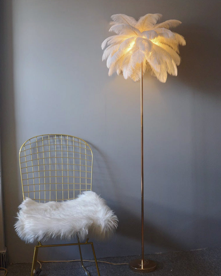 WOMO Lampe sur Pied Arbre Palmier Plumes avec Plateau - WM7052