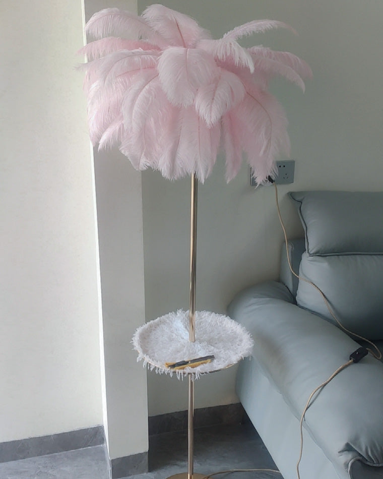 WOMO Lampe sur Pied Arbre Palmier Plumes avec Plateau - WM7052