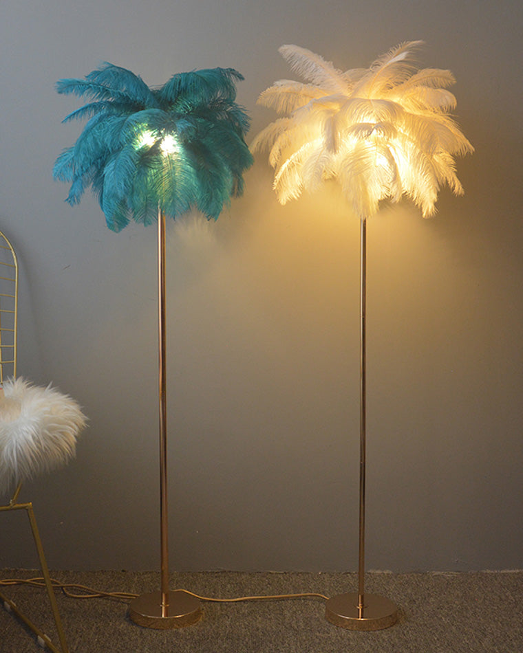 WOMO Lampe sur Pied Arbre Palmier Plumes avec Plateau - WM7052