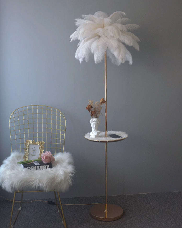 WOMO Lampe sur Pied Arbre Palmier Plumes avec Plateau - WM7052