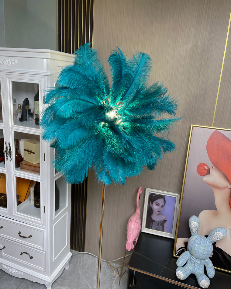 WOMO Lampe sur Pied Arbre Palmier Plumes avec Plateau - WM7052