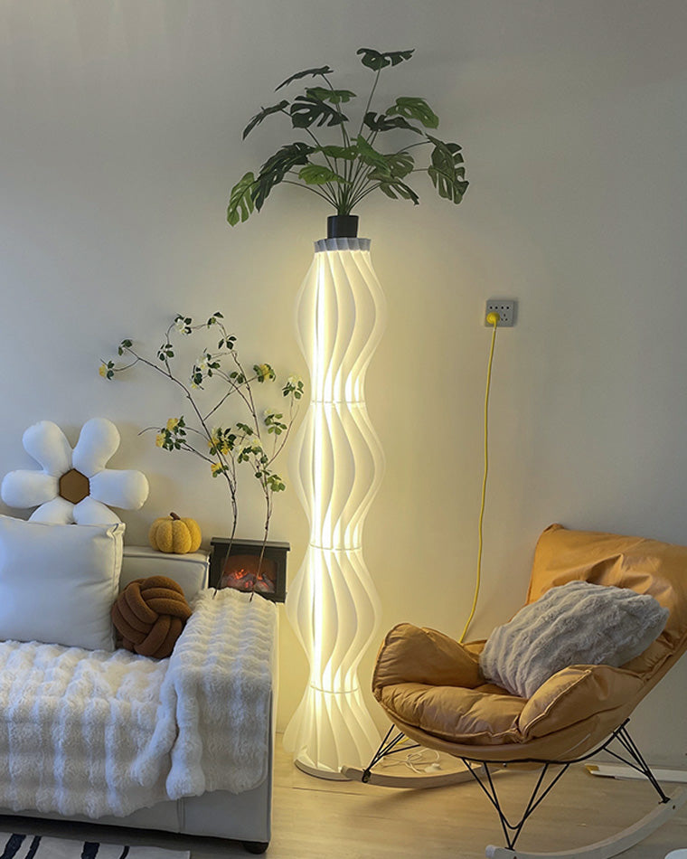 WOMO Lampe sur Pied Colonne Ondulée avec Variateur de Teinte - WM7074