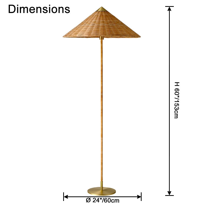 Lampadaire à cône en tissu rotin WOMO-WM7095