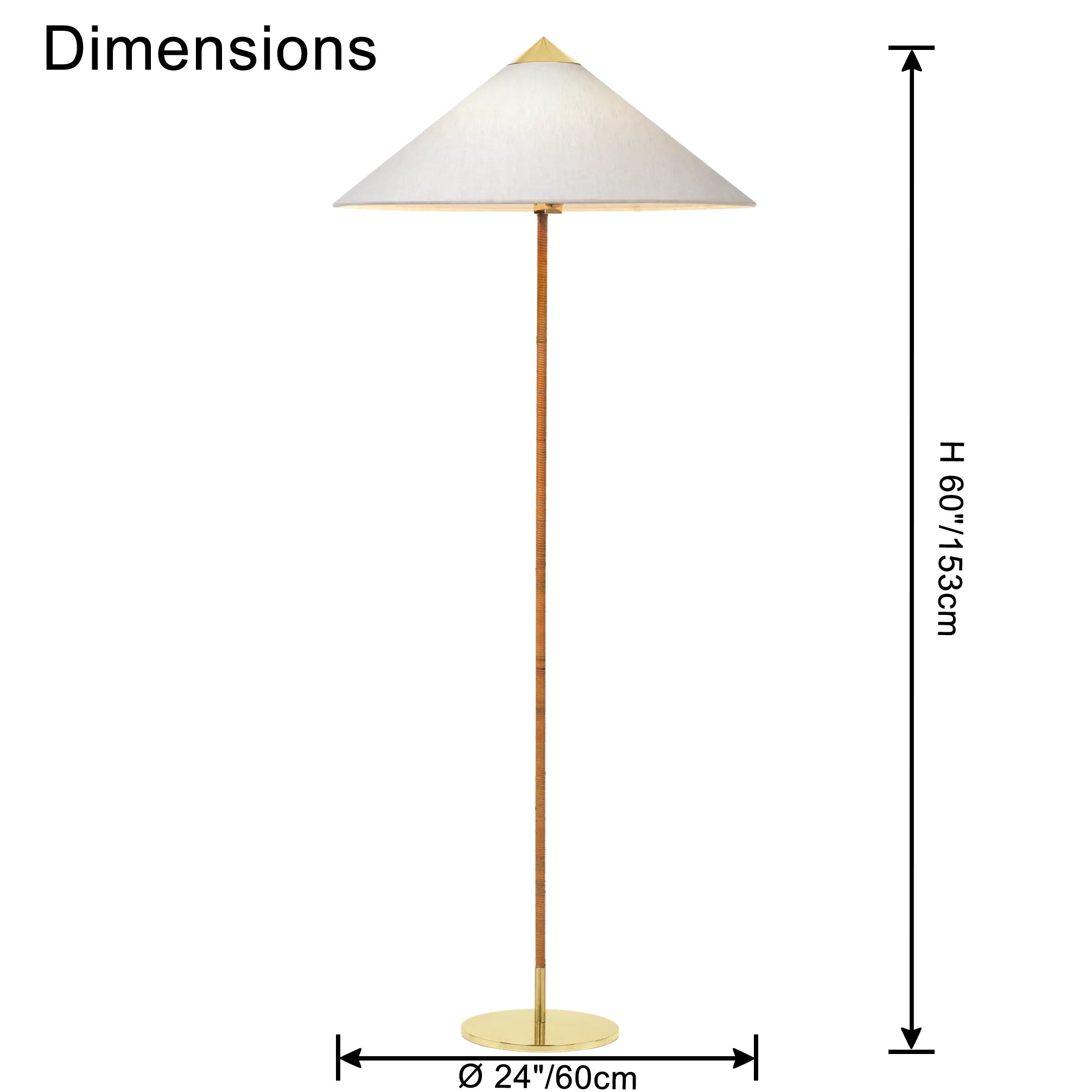 Lampadaire à cône en tissu rotin WOMO-WM7095